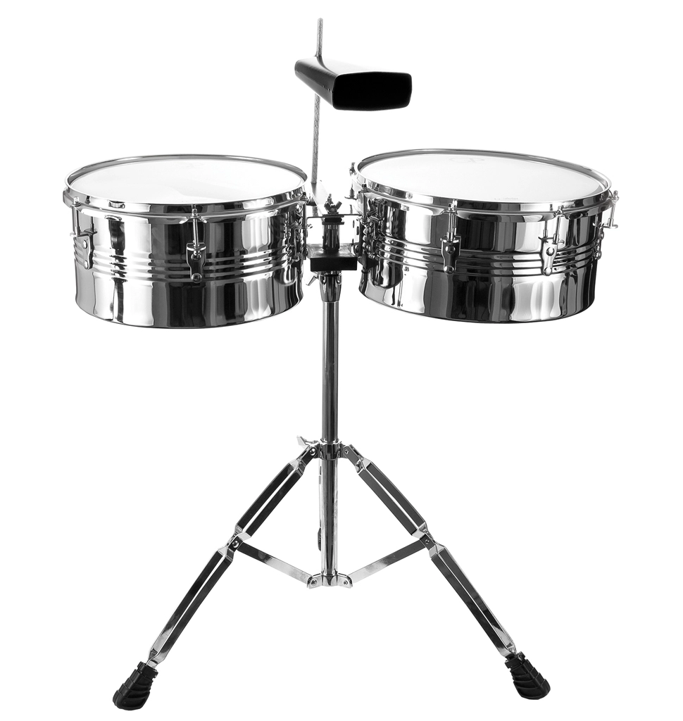 GP-TIMBALEC Timbale Set (13 & 14 inch) with Stand & Cowbell – Chrome image