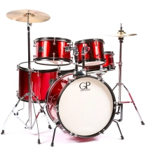 GP-JR5MR Junior 5-Piece Drum Kit (Metallic Red) with Cymbals and Hardware image