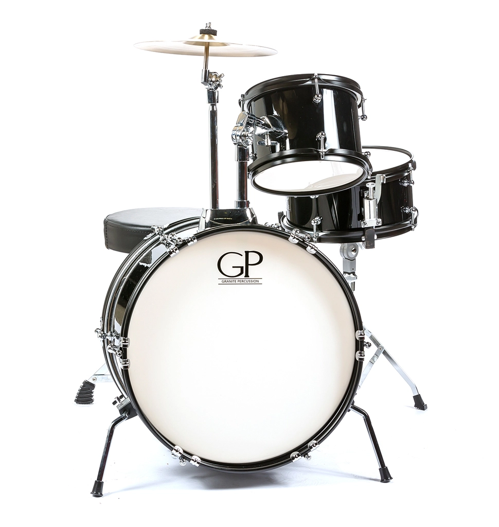 GP-JR3BK Junior 3-Piece Drum Kit (Black) with Cymbals and Hardware image