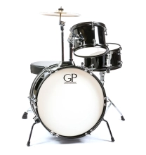 GP-JR3BK Junior 3-Piece Drum Kit (Black) with Cymbals and Hardware image