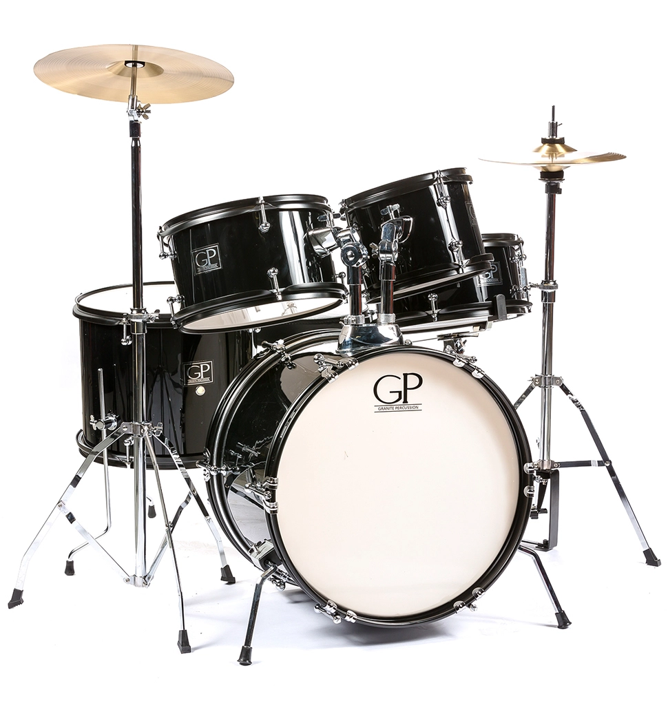 GP-JR5BK Junior 5-Piece Drum Kit (Black) with Cymbals and Hardware image
