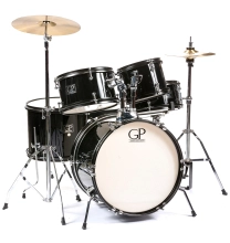 GP-JR5BK Junior 5-Piece Drum Kit (Black) with Cymbals and Hardware image