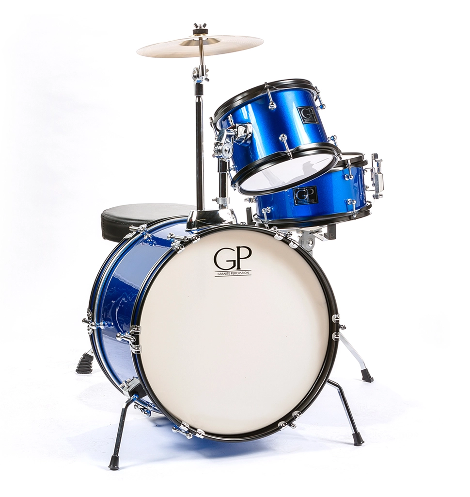 GP-JR3BL Junior 3-Piece Drum Kit (Blue) with Cymbals and Hardware image