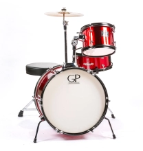 GP-JR3MR Junior 3-Piece Drum Kit (Red) with Cymbals and Hardware image